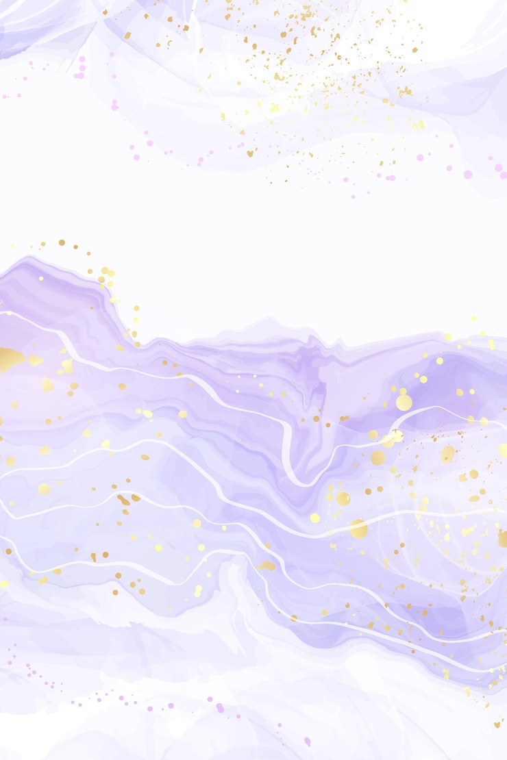 Vector abstract luxury lavender liquid watercolor background with golden stains