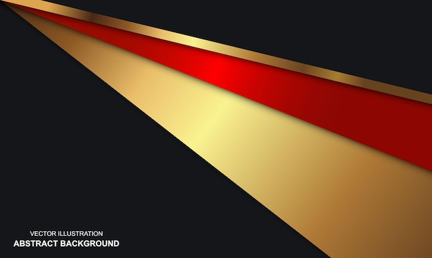 Abstract luxury red background with black and golden lines modern design
