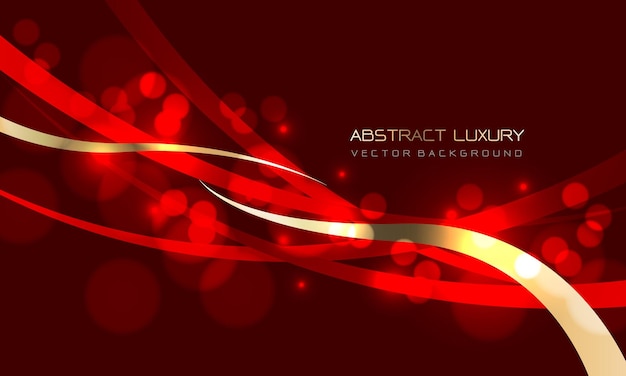 Abstract luxury red gold lines curve bokeh blur design modern background vector