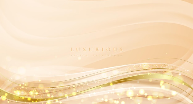 Abstract luxury wavy background with cream and gold color