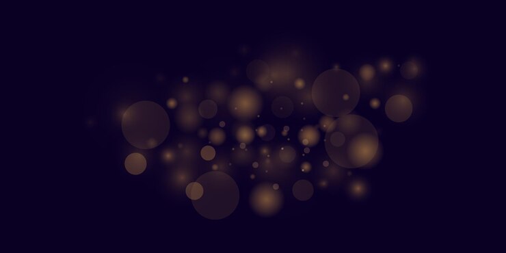 Vector abstract magic light effect with golden flying bokeh highlights isolated