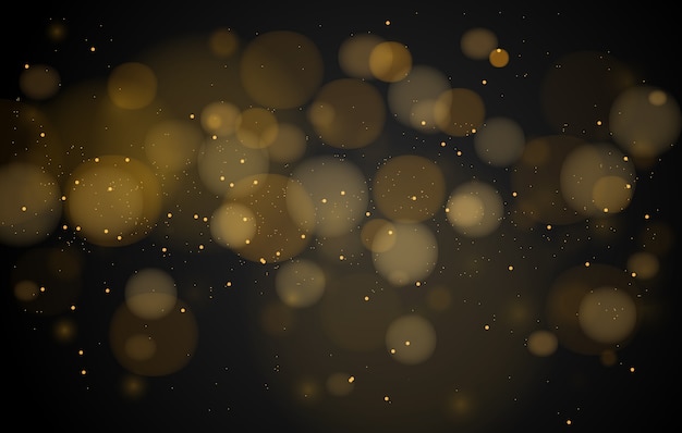 Vettore bokeh magico astratto luci effetto sfondo, nero, glitter oro per natale