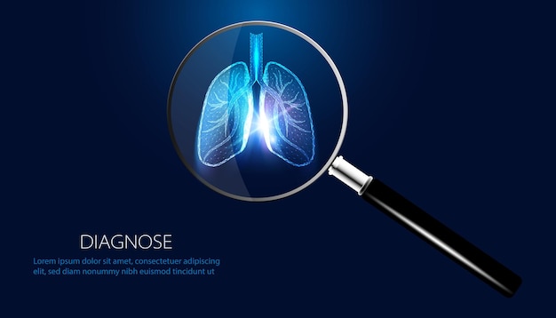 抽象的な虫眼鏡と肺 肺疾患の概念 病気の原因 病気の検索