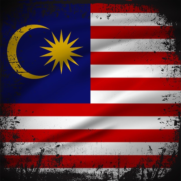 Abstract Malaysia flag background vector with grunge stroke style. Malaysia Independence Day Vector