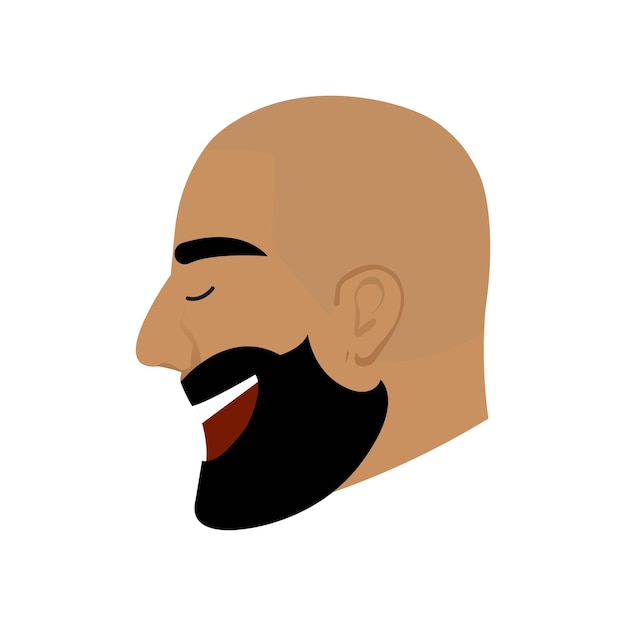 Vector abstract male portrait face side view the face of a smiling bald man with a beard in profile