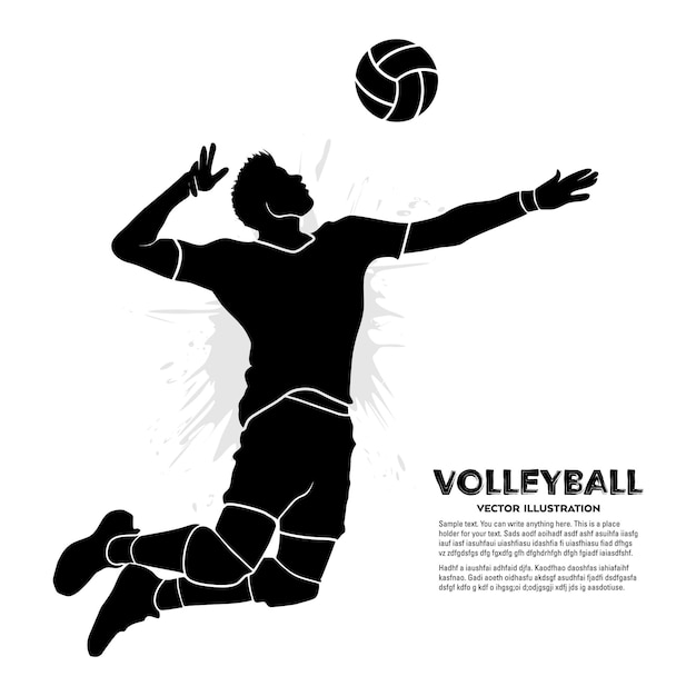 Abstract male volleyball player silhouette. Vector illustrations