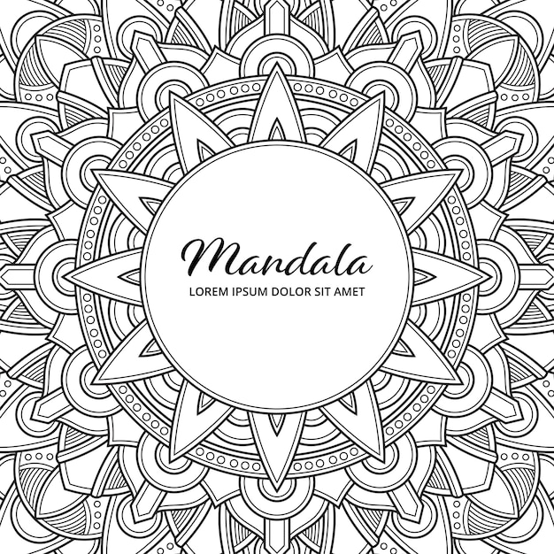 Abstract mandala arabesque adult coloring page book album cover illustration. t-shirt . floral wallpaper background.