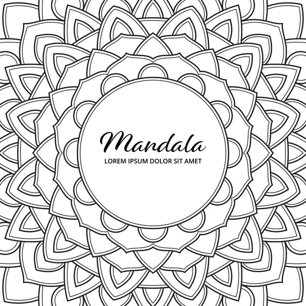 Abstract mandala arabesque adult coloring page book album cover illustration. t-shirt . floral wallpaper background.