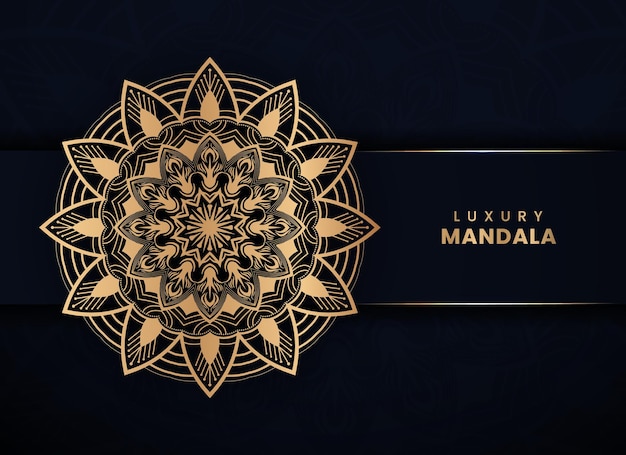 Abstract mandala art background design in gold color