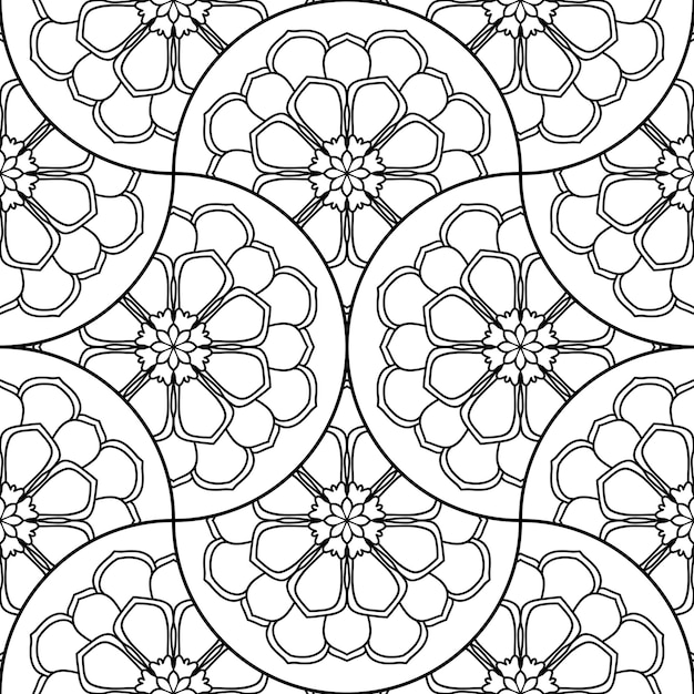 Abstract mandala fish scale seamless pattern. Ornamental tile, mosaic background. Floral patchwork