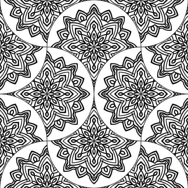 Abstract mandala fish scale seamless pattern. Ornamental tile, mosaic background. Floral patchwork