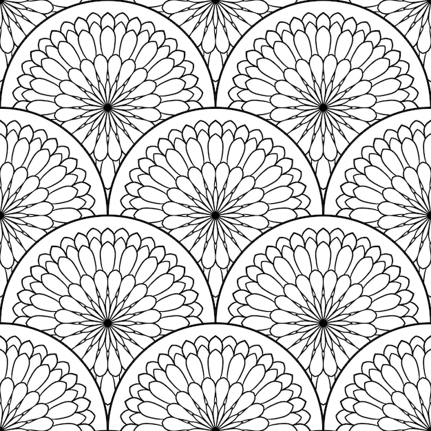 Modello senza cuciture astratto della scala di pesce della mandala. mattonelle ornamentali, priorità bassa del mosaico. patchwork floreale