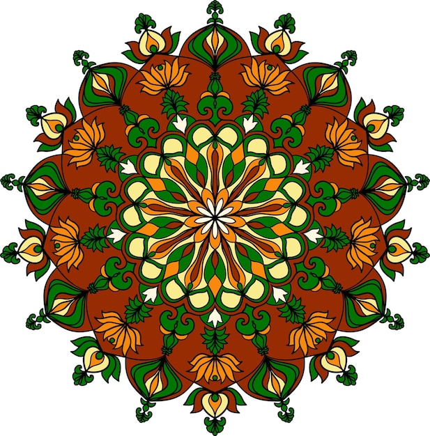 Mandala astratta elemento decorativo vintage in cerchio modello rotondo con motivi arabi indiani turchi può essere utilizzato per colorare stampe di libri poster banner card