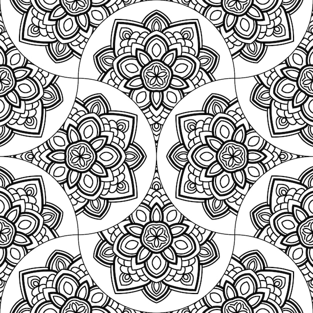 Abstract mandala vis schaal naadloos patroon. Siertegel, mozaïekachtergrond. Bloemen lappendeken