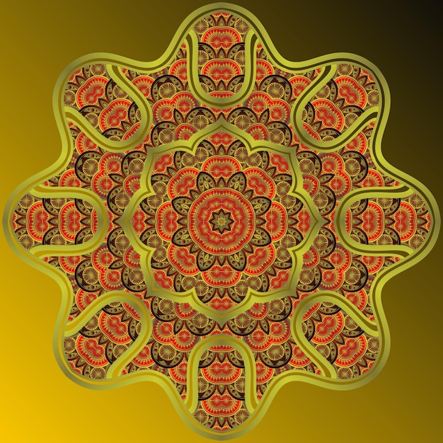 An abstract mandala with a textured gold color combined with black can be used for decoration or other things