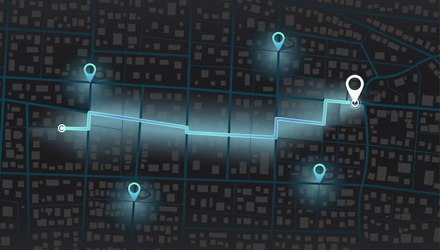 abstract map city multiple destinations with location system direction markers for navigation to