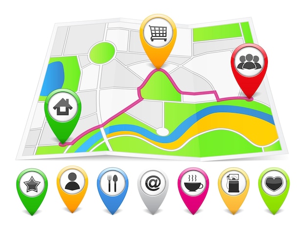 Abstract map with map markers