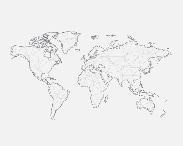 Mappa astratta del mondo con forme triangolari collegate