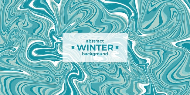 Vector abstract marble cold blue fluid winter background