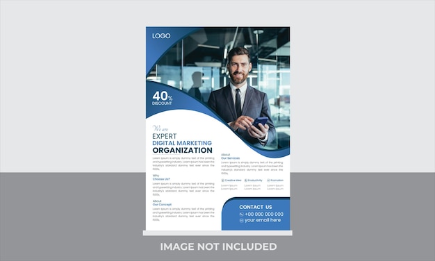 Abstract marketing business a4 size flyer template with photo