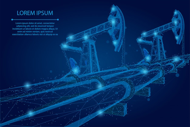 Абстрактная линия и точка месива концепция нефтепровода низкая поли бизнес-концепция. полигональная бензиновая продукция. перевозка нефтепродуктов