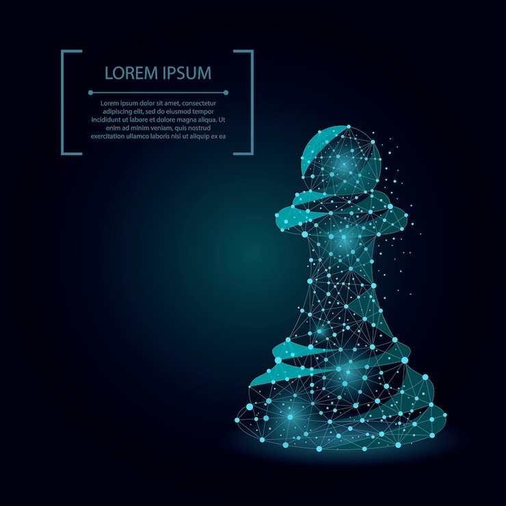 Vector abstract mash line and point chess pawn.