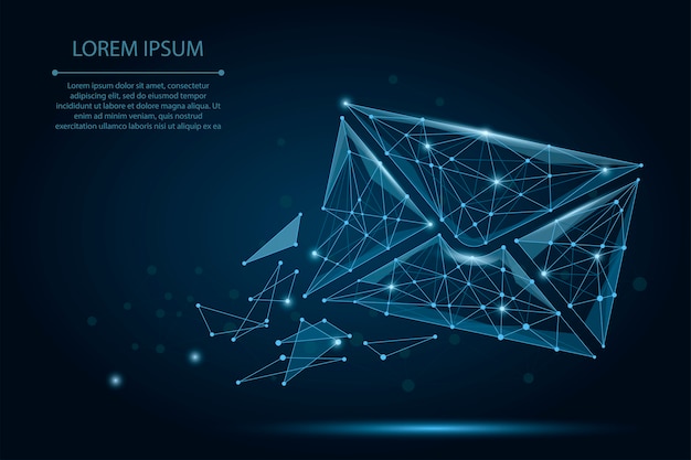 Linea di poltiglia astratta e busta di posta elettronica