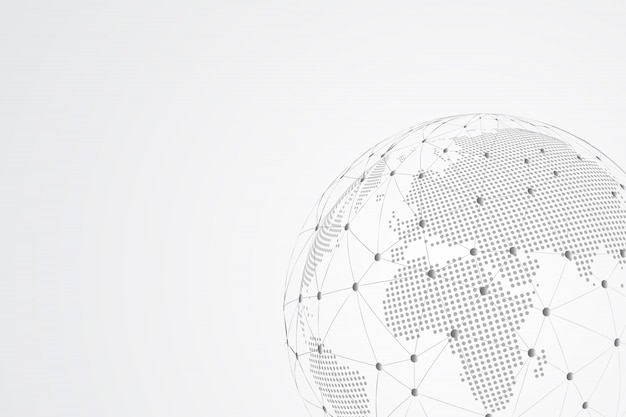 Vector abstract mash line and point scales   with global. wire frame 3d mesh polygonal network line, design sphere, dot and structure.