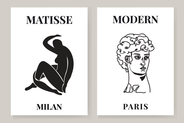 Abstract Matisse Art Set Aesthetic Modern Art Minimalist Art Illustration Vector Poster Postcard