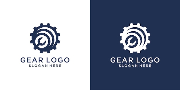 Abstract mechanical gear logo design template