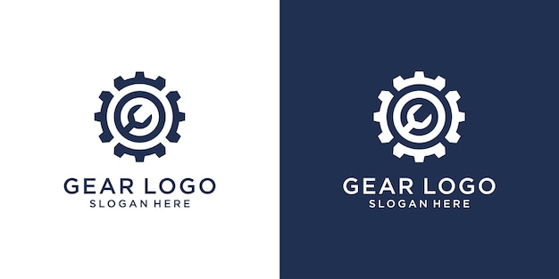 Vector abstract mechanical gear logo design template