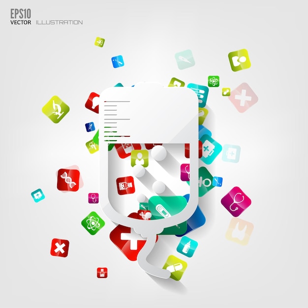 Abstract medical background with application icons