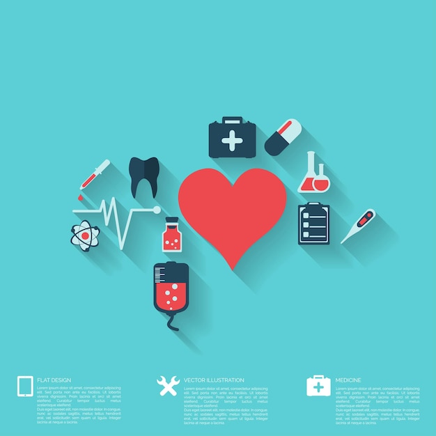 Vector abstract medical background with flat web icons