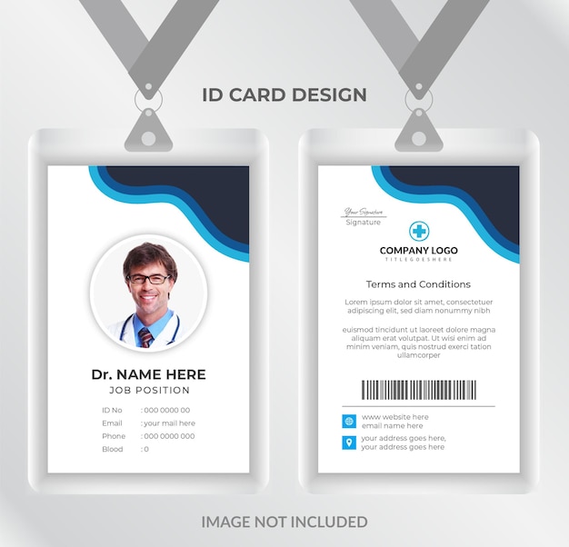 Abstract medical id card template with flat design