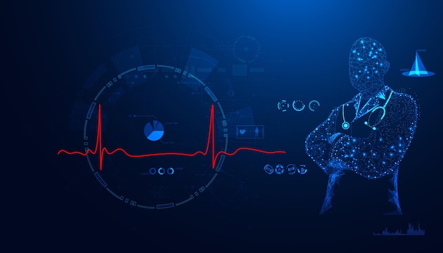 벡터 배경 hud 인터페이스 건강 파란색에 추상 의료 현대 현대 의학 의료 클리닉