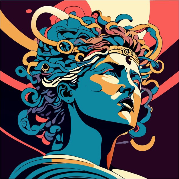 レビュー高評価商品 Medusa Abstract in Premium | Tattoo Mythology Greek Art Pop 絵画