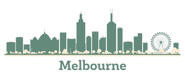 Vector abstract melbourne australia city skyline with color buildings