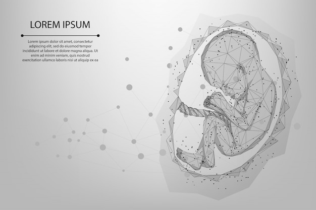 아기의 추상 메쉬와 라인 임신 낮은 폴리 와이어 프레임 그림