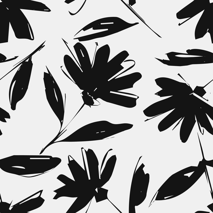 Abstract met de hand getekend bloem naadloos patroon met esthetische penseel