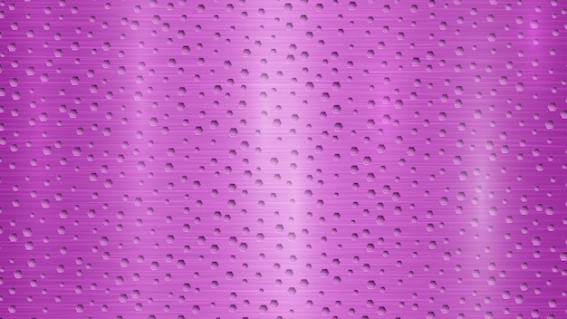 Abstract metal background with hexagonal holes in purple colors