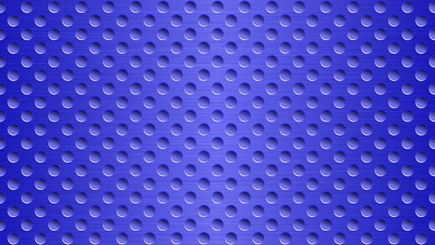 Abstract metal background with holes in bright blue colors