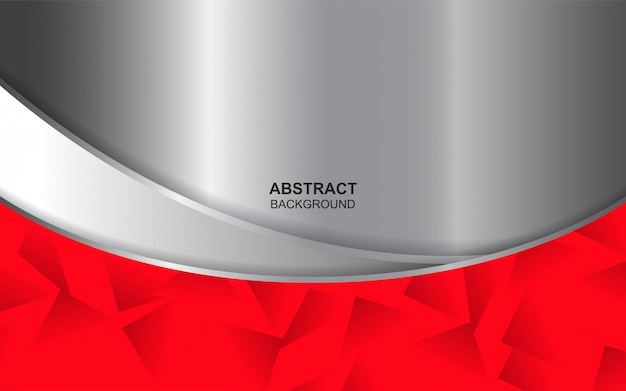 Abstract metal background with red polygonal shapes