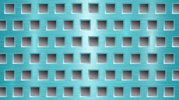 Абстрактный металлический фон с квадратными отверстиями в светло-голубых и серых тонах