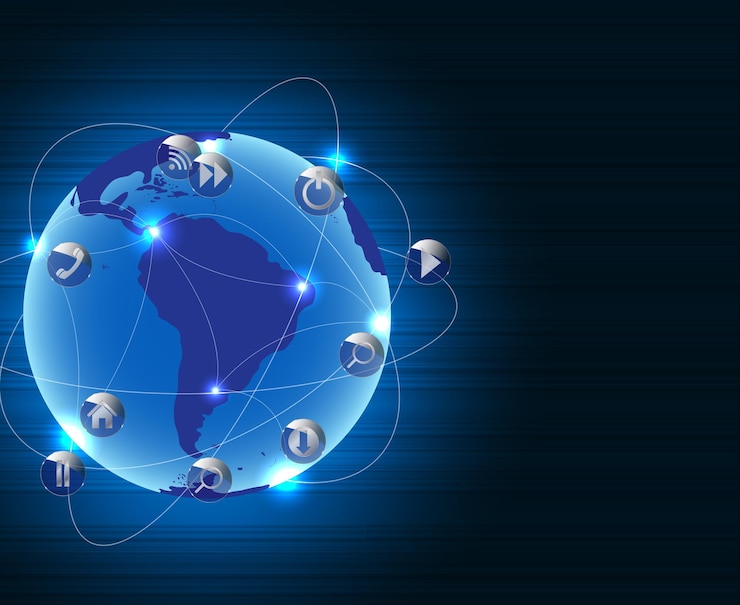 Vector abstract metal connection concept earth background