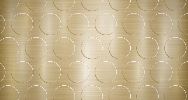 Abstract metallic background in golden colors with highlights and a texture of big voluminous convex circles