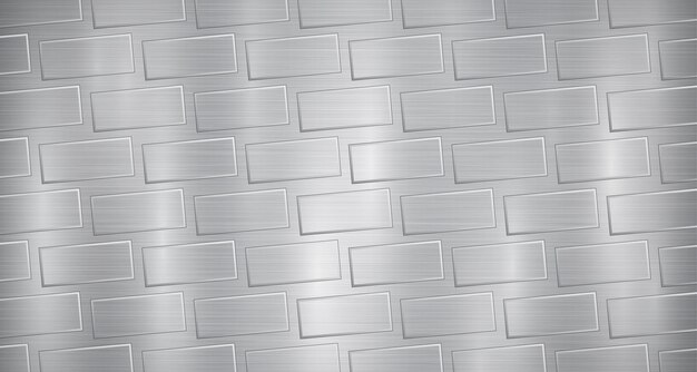 Abstract metallic background in gray colors with highlights and a texture of big voluminous convex rectangles like bricks