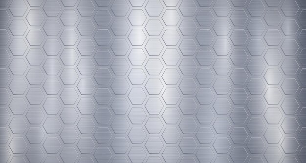 Vector abstract metallic background in light blue colors with highlights and a voluminous convex hexagonal plates