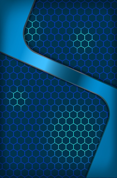 Вектор Абстрактный металлический шестиугольник синий инновации корпоративная концепция фон обои