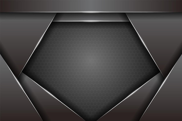 Vector abstract metallic modern 3d overlap glossy grey premium background