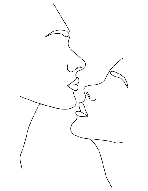 Abstract minimal female portrait Minimalist continuous linear sketch of a female face